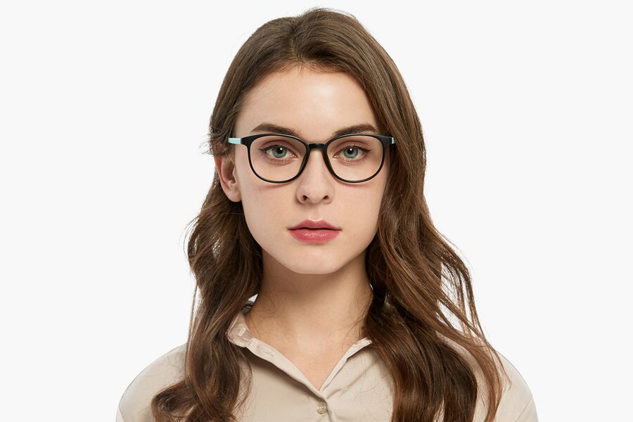 Yonkers Round Black/Green Full-Frame TR90 Eyeglasses | GlassesShop