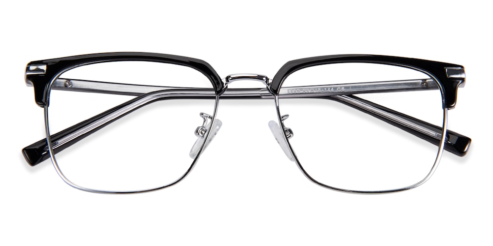 Jacksonville Black/Silver Rectangle TR90 Eyeglasses
