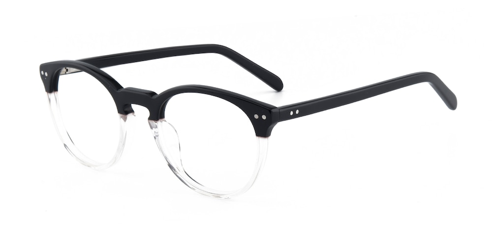 Alto Black/Crystal Round Acetate Eyeglasses