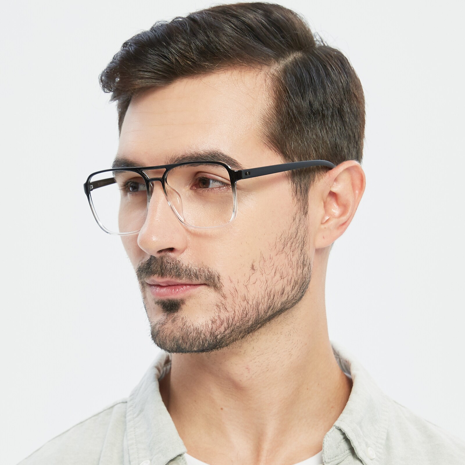 Aviator Eyeglasses, Full Frame Black TR90 - FP2026