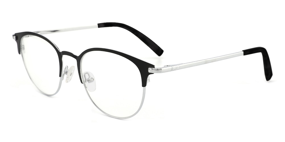 Norfolk Black/Silver Round Metal Eyeglasses