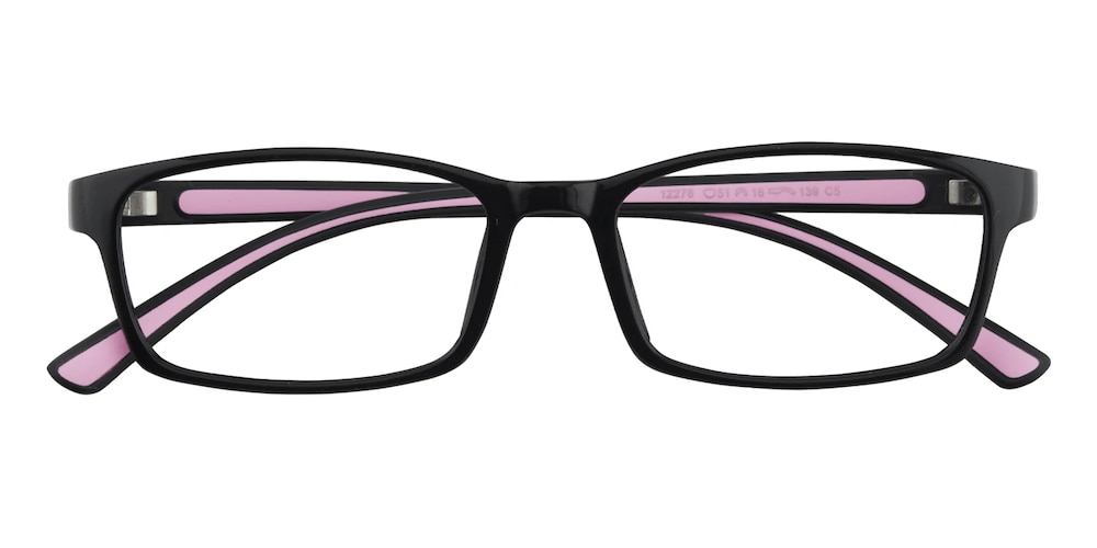 Naperville Black/Pink Rectangle TR90 Eyeglasses