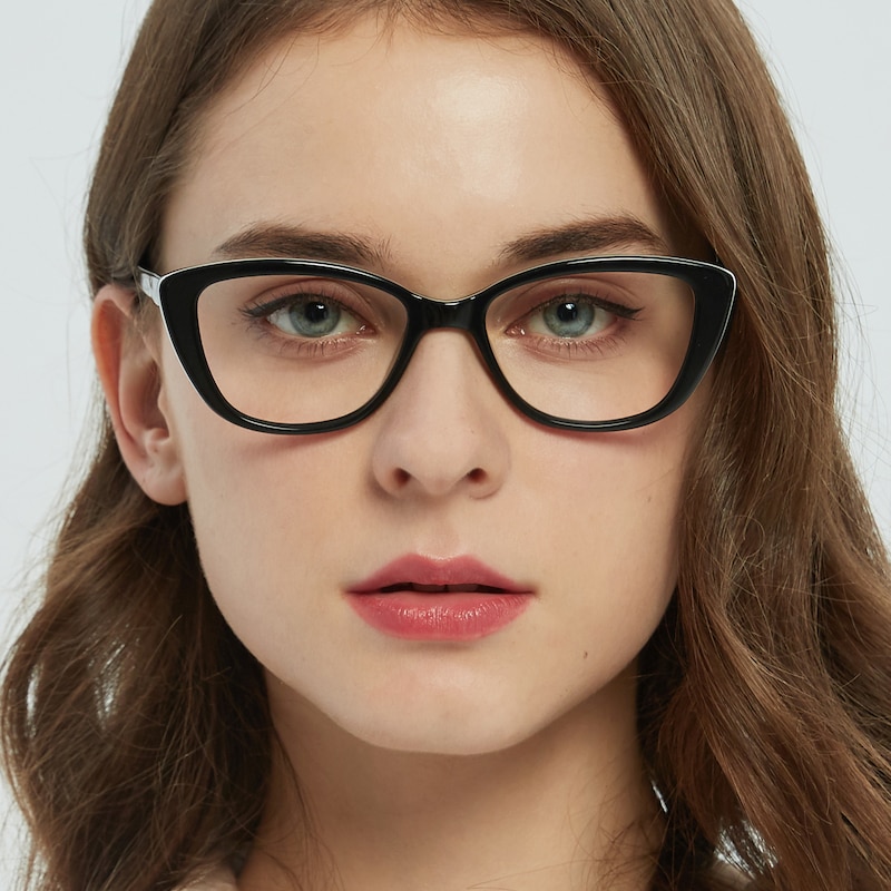 Nicole Black/White Cat Eye Acetate Eyeglasses