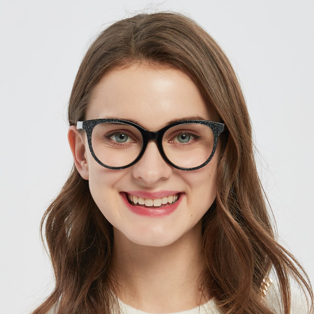 Lindsay Cat Eye Black/Silver Full-Frame Acetate Eyeglasses | GlassesShop