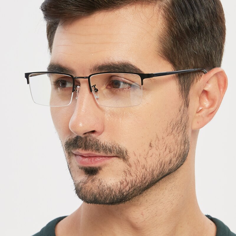 Stephen Black Rectangle Metal Eyeglasses