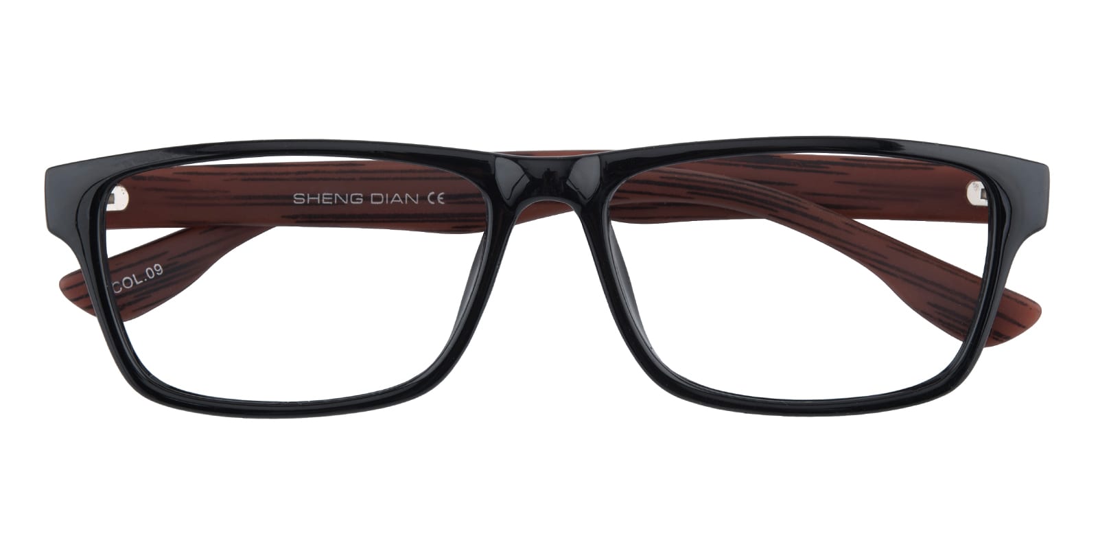 Rectangle Eyeglasses, Full Frame Black/Chocolate Plastic - FP0989