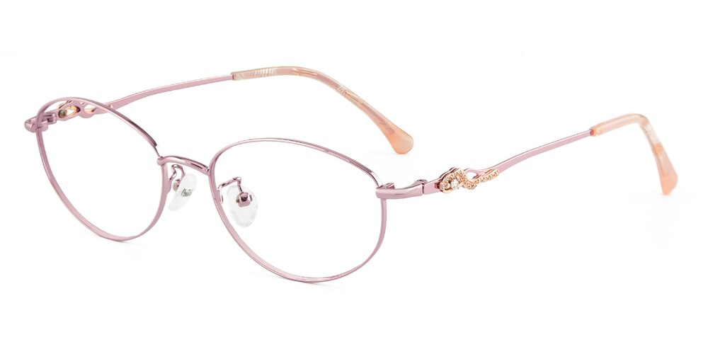Faithe Pink Oval Metal Eyeglasses