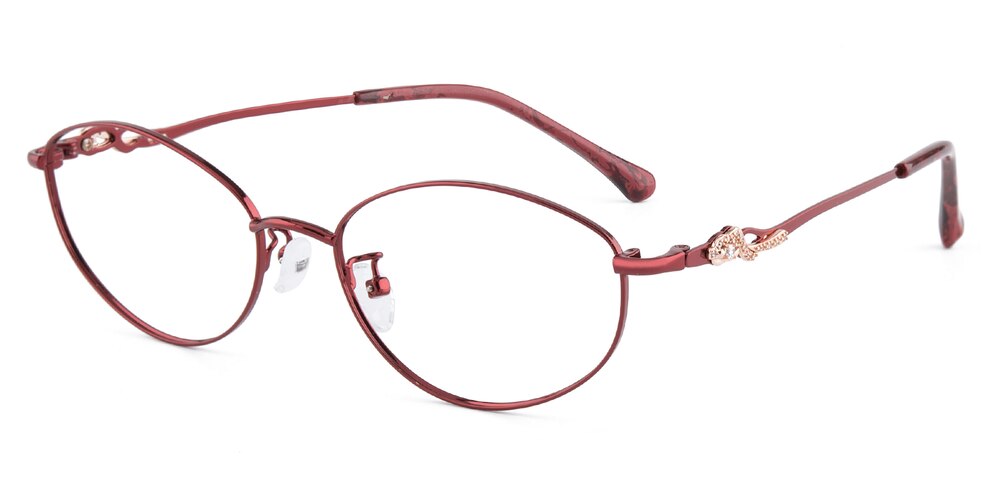 Faithe Red Oval Metal Eyeglasses