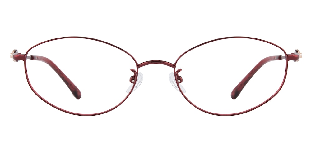 Faithe Red Oval Metal Eyeglasses