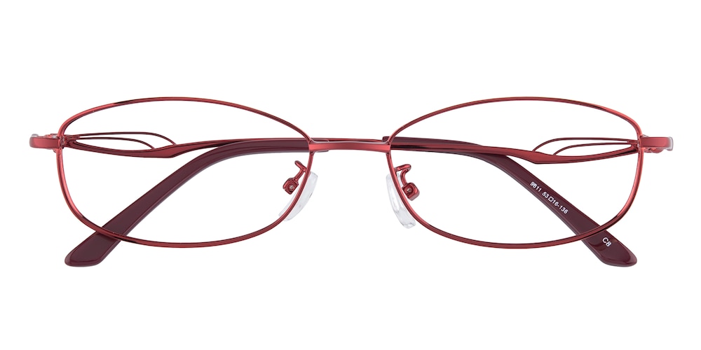 Mamie Red Oval Metal Eyeglasses