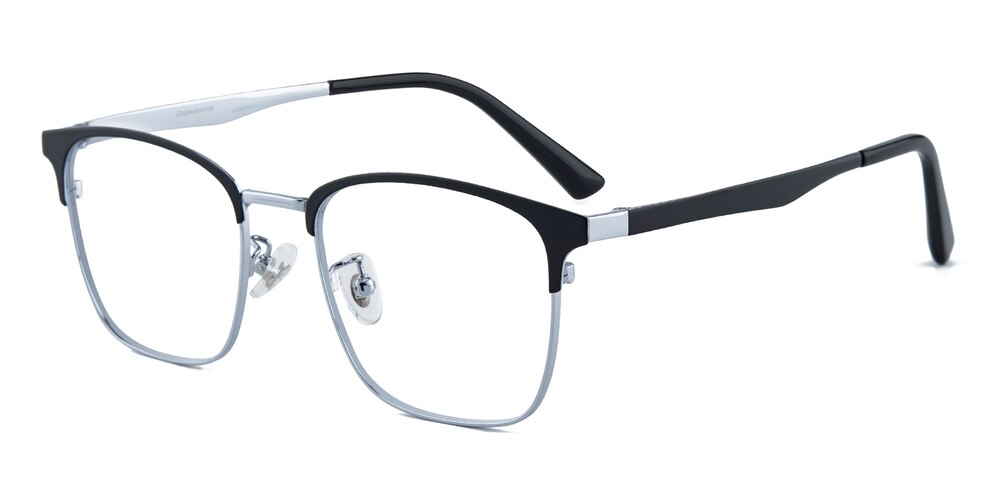 Alston Black/Silver Rectangle Titanium Eyeglasses