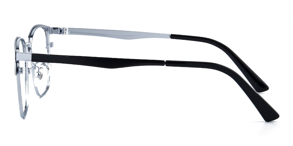Alston Black/Silver Rectangle Titanium Eyeglasses
