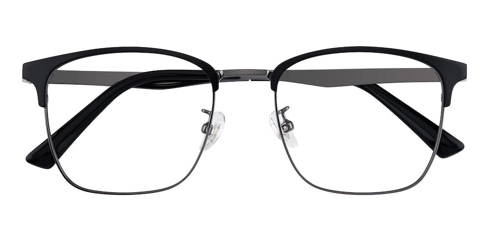 Alston Black/Gunmetal Rectangle Titanium Eyeglasses