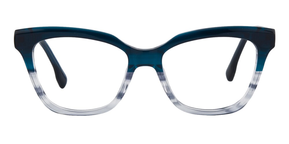 Clearwater Blue/Crystal Polygon Acetate Eyeglasses