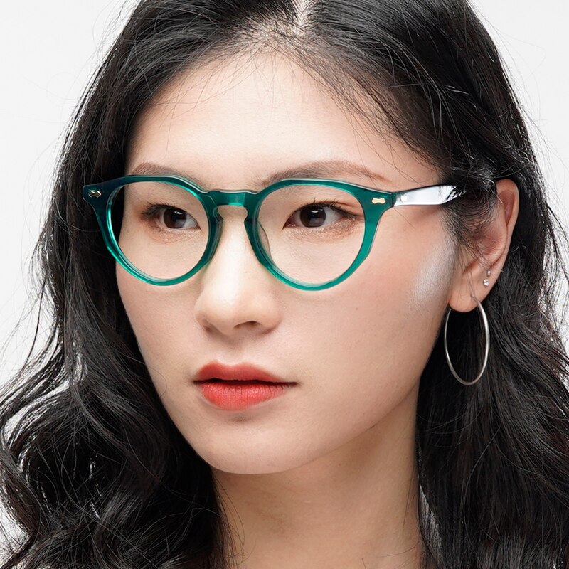Downey Green Round Acetate Eyeglasses