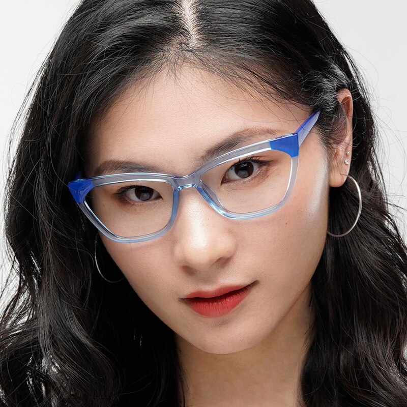 Evangeline Blue Cat Eye TR90 Eyeglasses