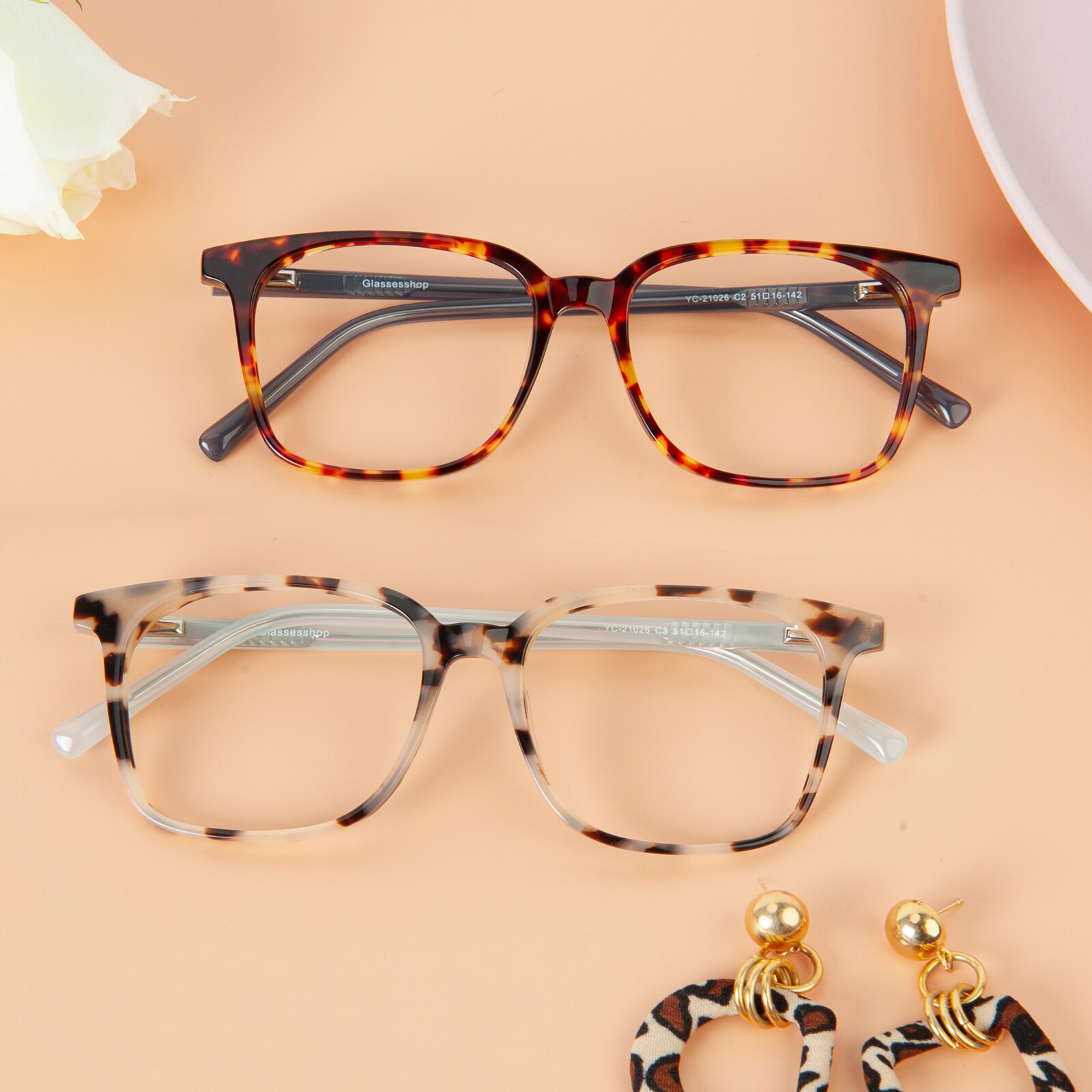 Rectangle Eyeglasses, Full Frame Petal Tortoise Plastic - FZ1461