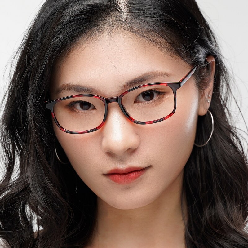 Dinas Black/Red Rectangle TR90 Eyeglasses