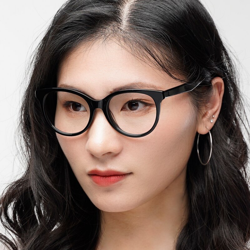 Lindsay Black Cat Eye Acetate Eyeglasses