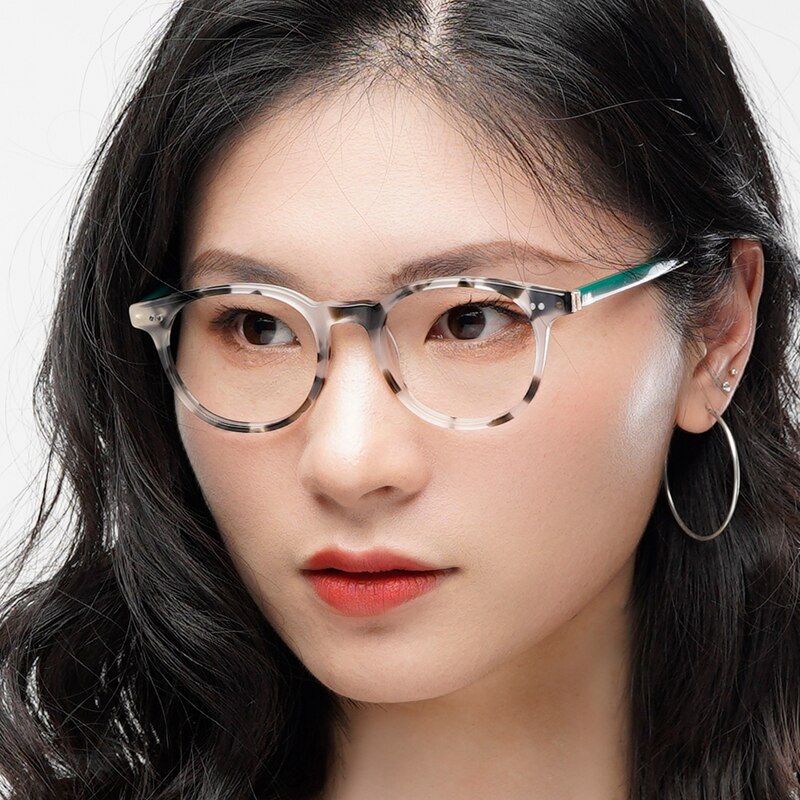 Oklahoma Round Petal Tortoise/Green Eyeglasses