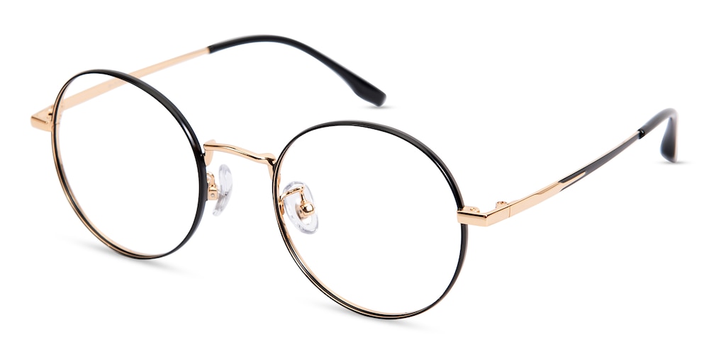 Kensee Black/Golden Round Titanium Eyeglasses