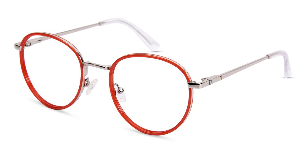 Joliet Red/Silver Oval Acetate Eyeglasses