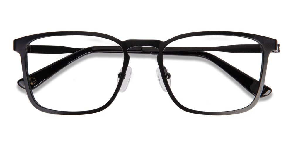 Eric Black Rectangle Stainless Steel Eyeglasses