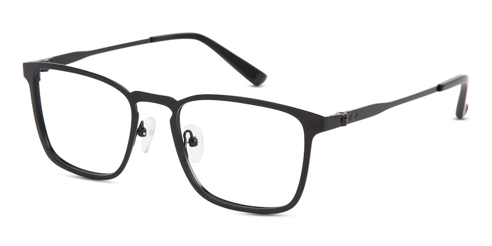 Eric Black Rectangle Stainless Steel Eyeglasses