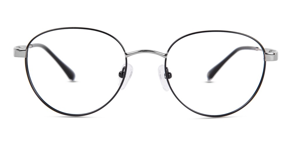 Dryden Black/Silver Oval Stainless Steel Eyeglasses
