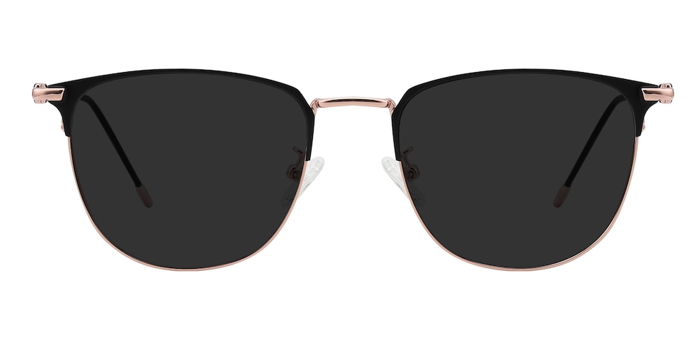 Huntsville Black/Rose Gold Classic Wayframe Metal Sunglasses