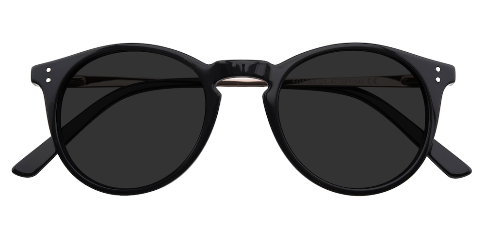 Barstow Black/Golden Round Metal Sunglasses