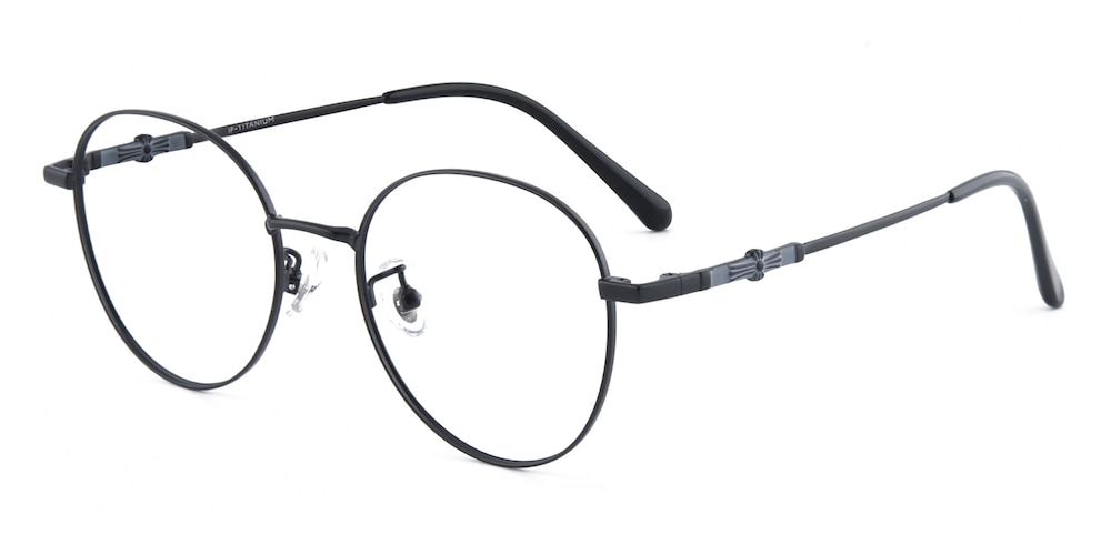 Bedford Black Round Titanium Eyeglasses