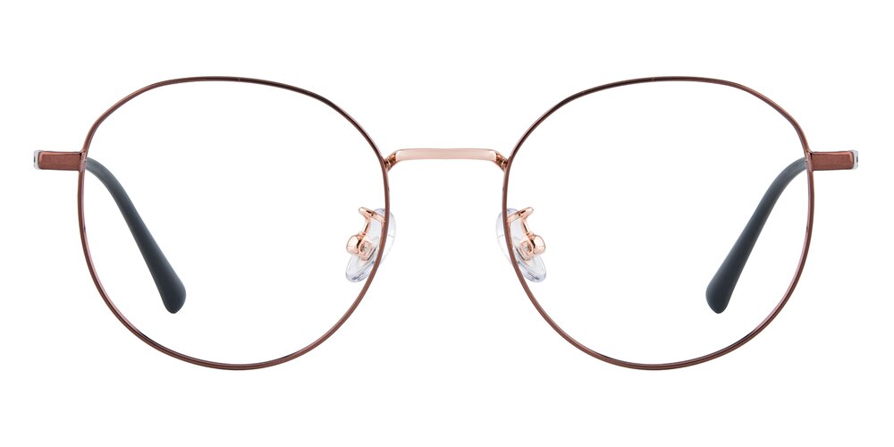 Virginia Brown/Golden Round Titanium Eyeglasses