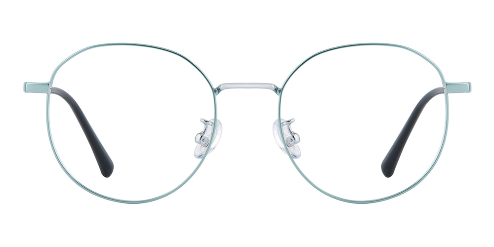 Virginia Green/Silver Round Titanium Eyeglasses