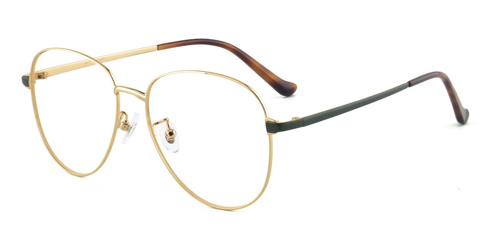 Manhattan Golden/Green Aviator Titanium Eyeglasses