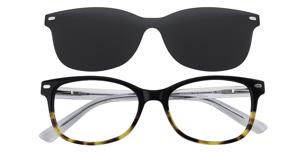Tampa Black/Tortoise/Black Oval Acetate Eyeglasses