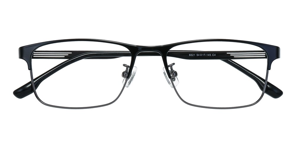 Clark Black/Gunmetal Rectangle Titanium Eyeglasses