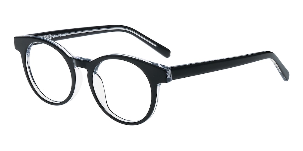 Dubuque Black/Crystal Round Acetate Eyeglasses