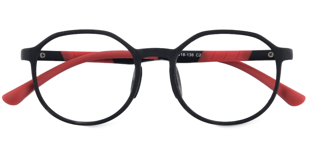 Park Black/Red Round TR90 Eyeglasses