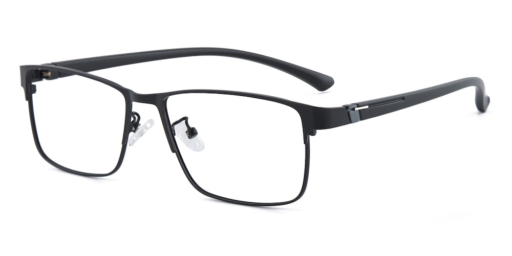 Berger Black Rectangle Metal Eyeglasses