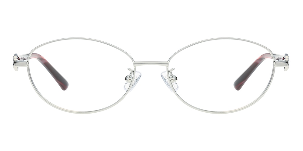Helen Silver Oval Metal Eyeglasses