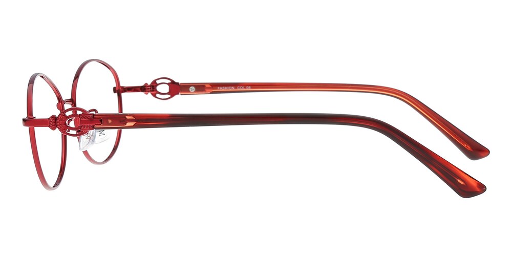 Helen Red Oval Metal Eyeglasses