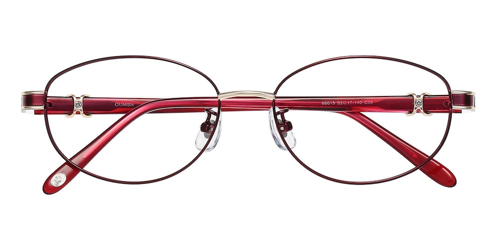 Irene Red Oval Metal Eyeglasses