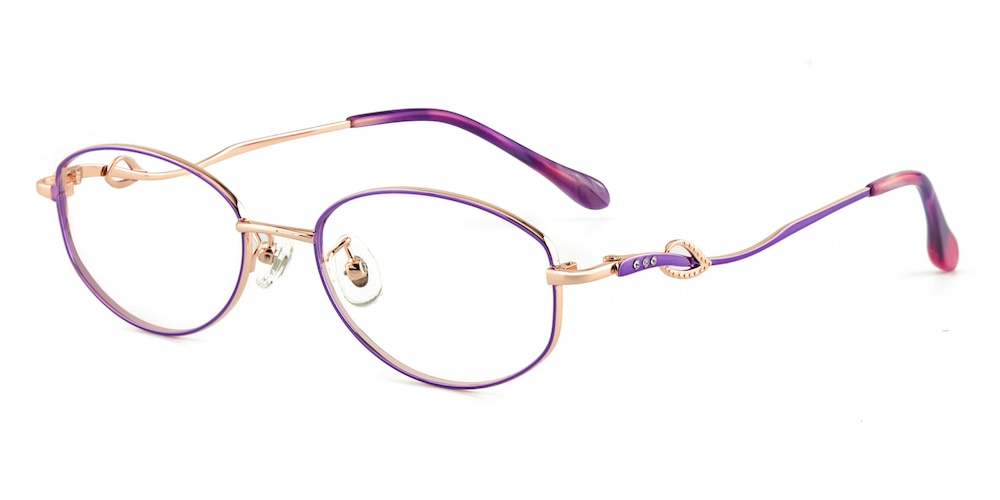 Leona Purple/Golden Oval Metal Eyeglasses