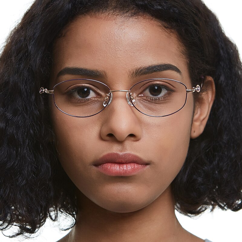 Leona Purple/Golden Oval Metal Eyeglasses
