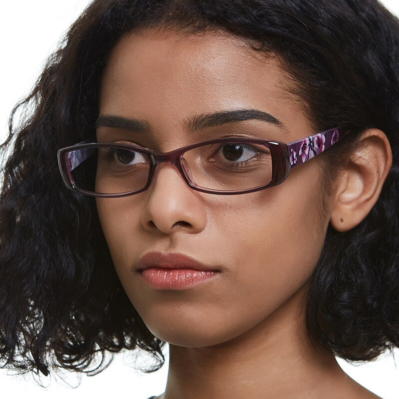 Dominic Purple/Floral Rectangle TR90 Eyeglasses