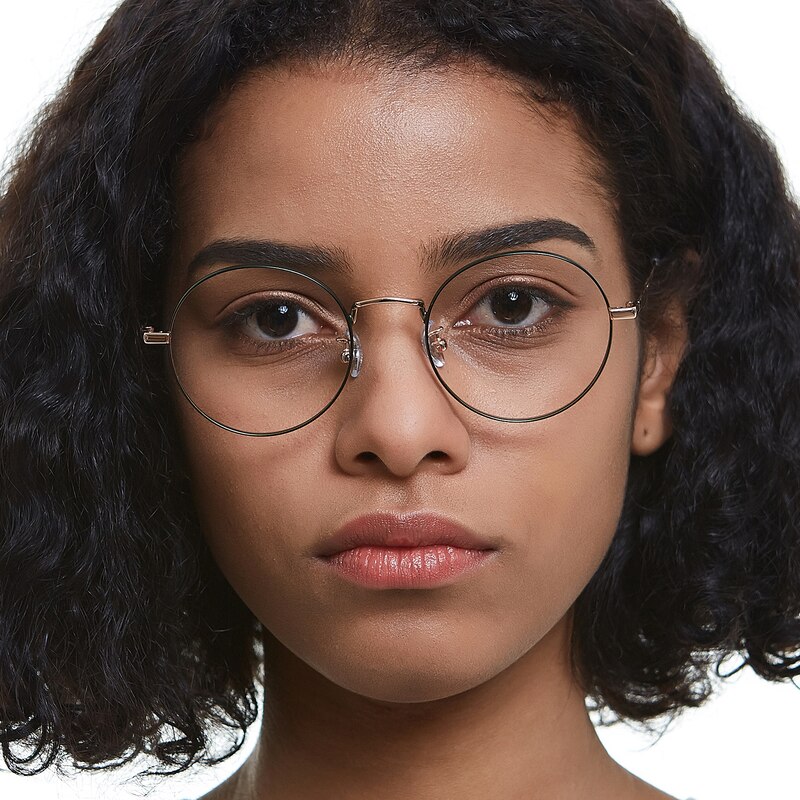 Kensee Green/Golden Round Titanium Eyeglasses