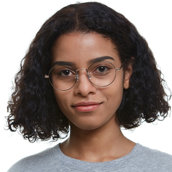 Kensee Round Green/Golden Full-Frame Titanium Eyeglasses | GlassesShop