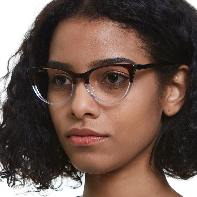 Mona Brown/Crystal Cat Eye Acetate Eyeglasses