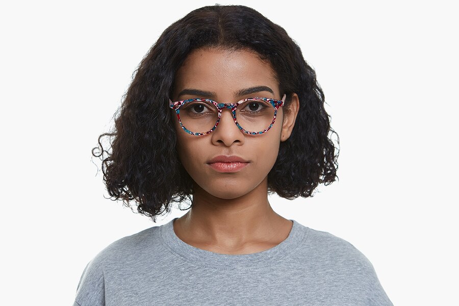 Oklahoma Round Floral/Champagne FullFrame Acetate Eyeglasses